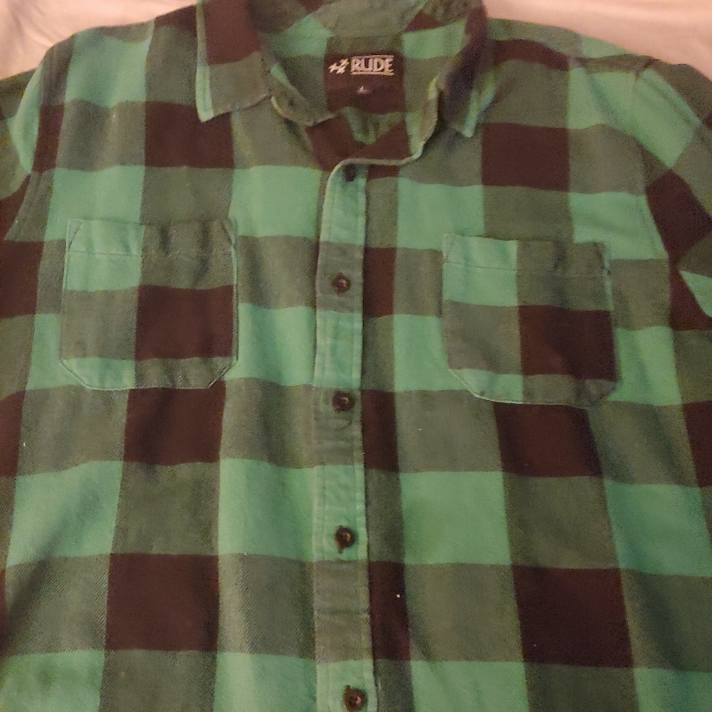 Rude Brand Green Flannel Men's Large